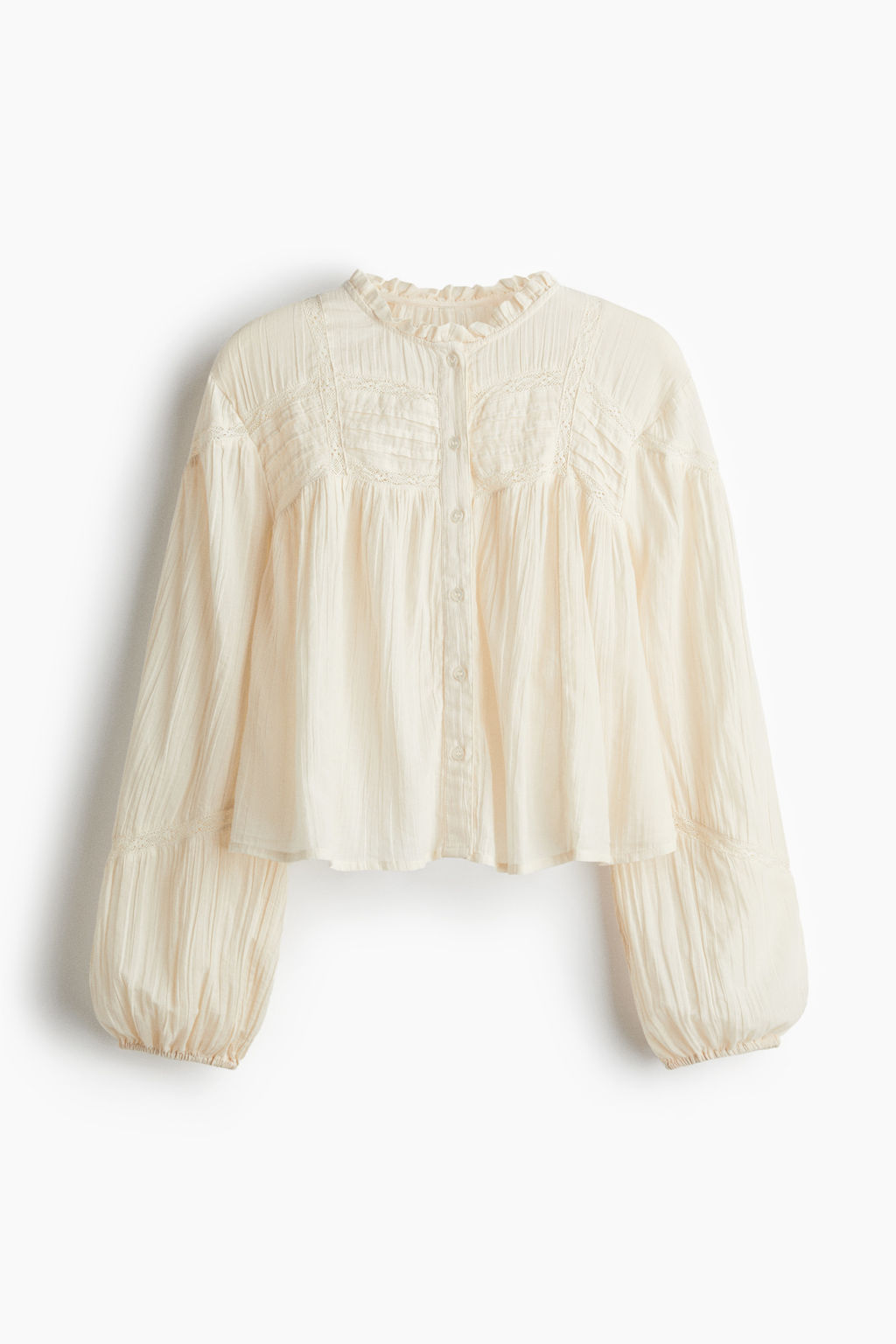 Blusa de algod?n con cuello de volante - H&m фото 3