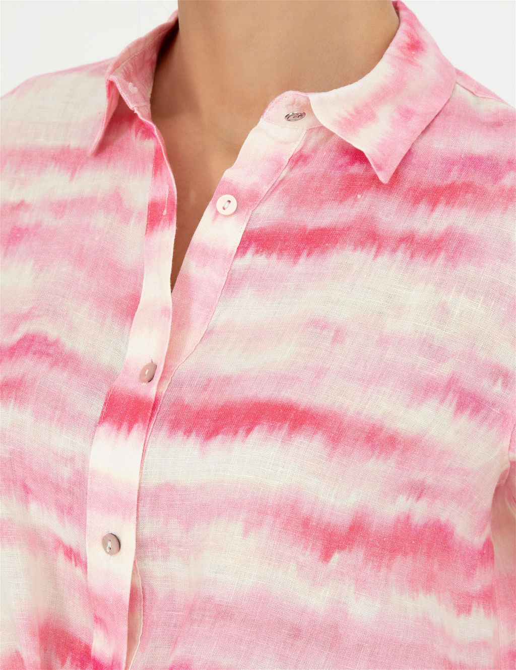 Pembe Crop Top Uzun Kollu Keten G_mlek - Pierre cardin фото 7
