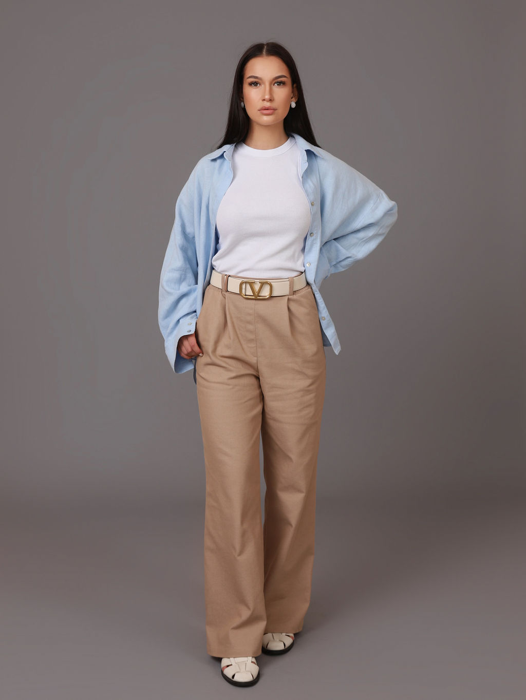 Женские Брюки широкие палаццо. С046 Бежевый от фабрики Спортсоло - Sportsolo фото 5