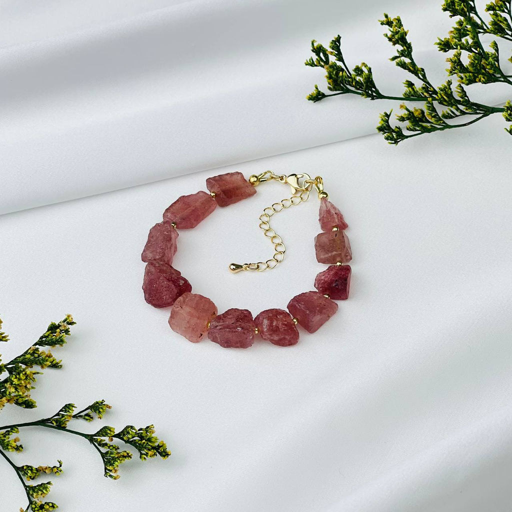Браслет из Клубничного кварца 16 см +