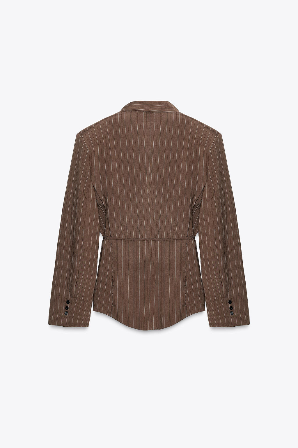 STRIPED SHOULDER PAD BLAZER WITH THIN BELT - Zara фото 7