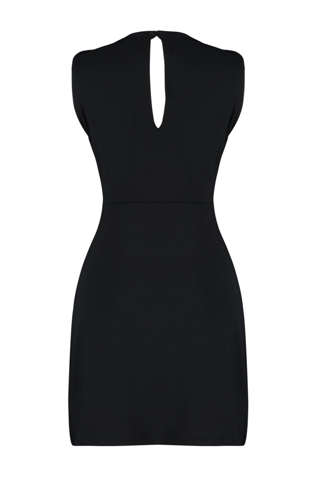 TRENDYOLMILLA Siyah Yaka Detayl? Krep Mini Skater/Belden Ac?lan Orme Elbise TWOSS23EL02015 фото 8