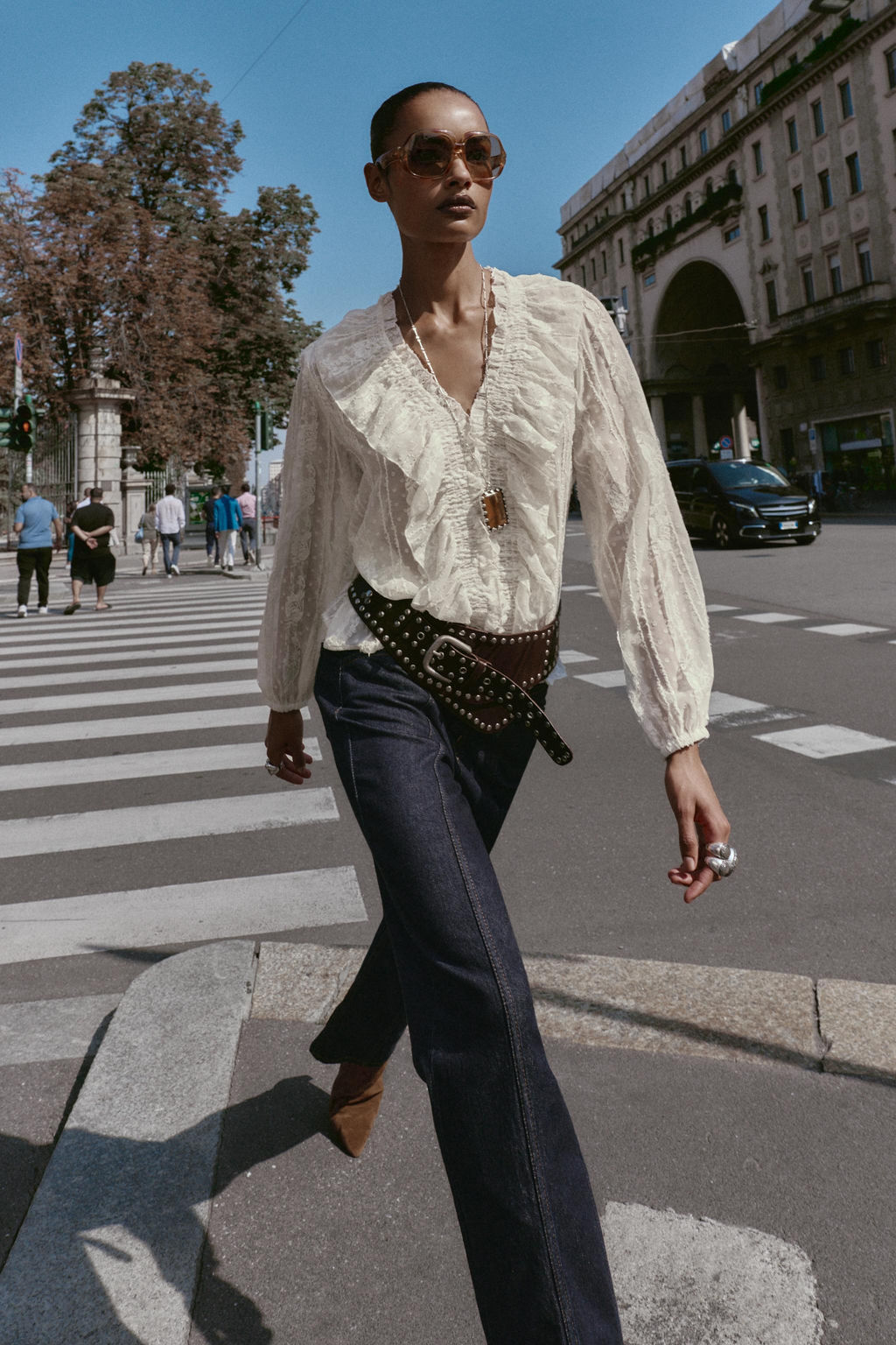 ROMANTIC DOTTED MESH SHIRT