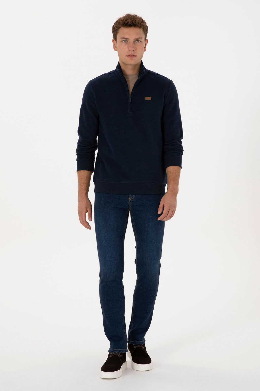 Erkek Regular Fit Yar_m Fermuarl_ Lacivert Basic Sweatshirt - U.s. polo assn фото 4