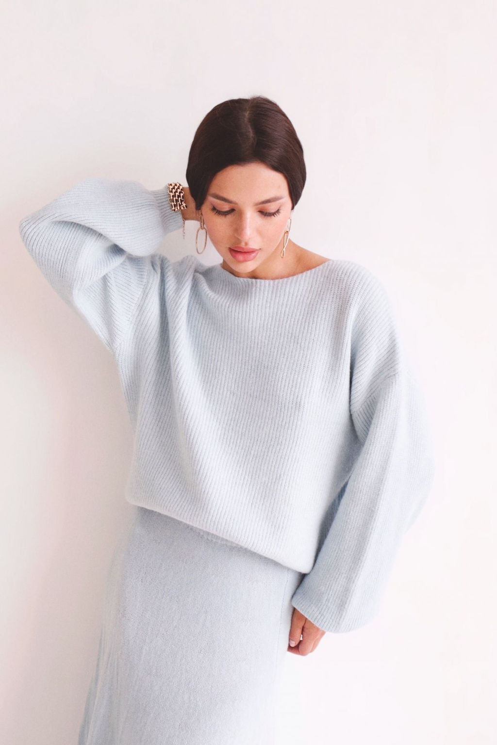 Martichelli Костюм с юбкой трикотажный в нежно-голубом  фото 3