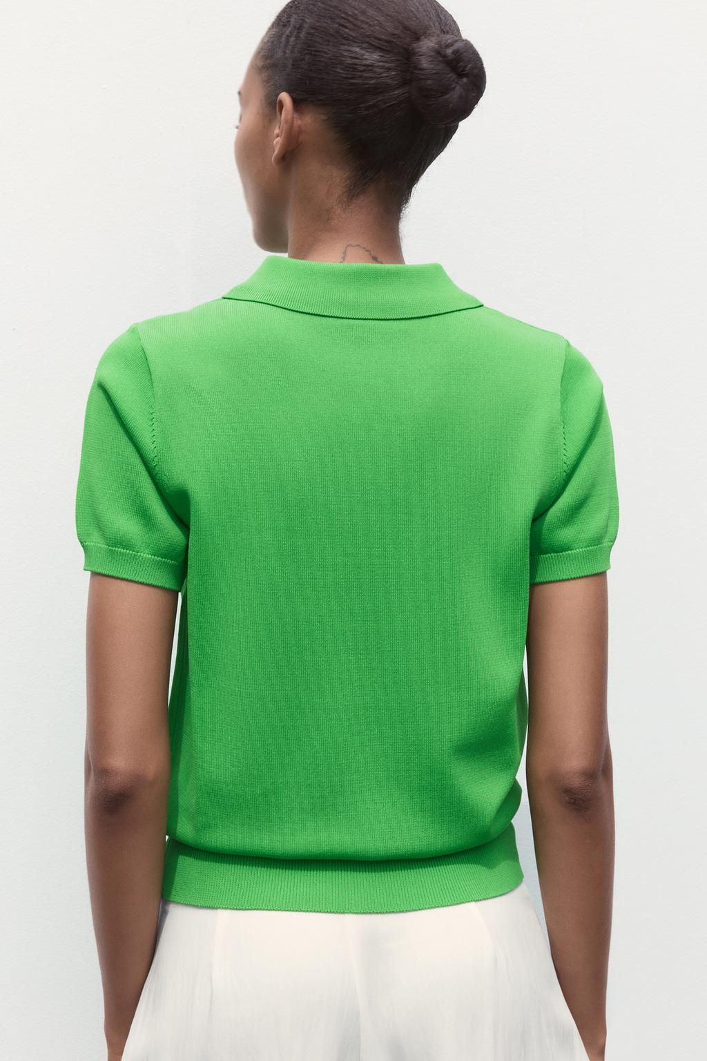 SHORT SLEEVE KNIT POLO TOP - Zara фото 5