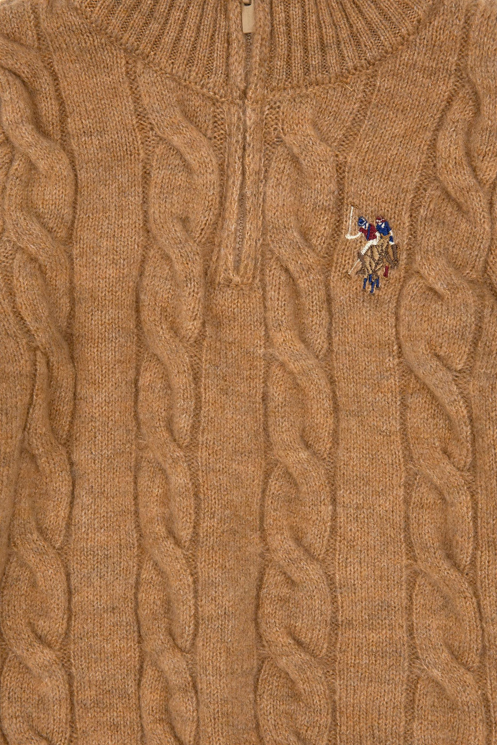 Меланжевый свитер светло-коричневого цвета для мальчика Неожиданная скидка в корзине - U.s. polo assn фото 3