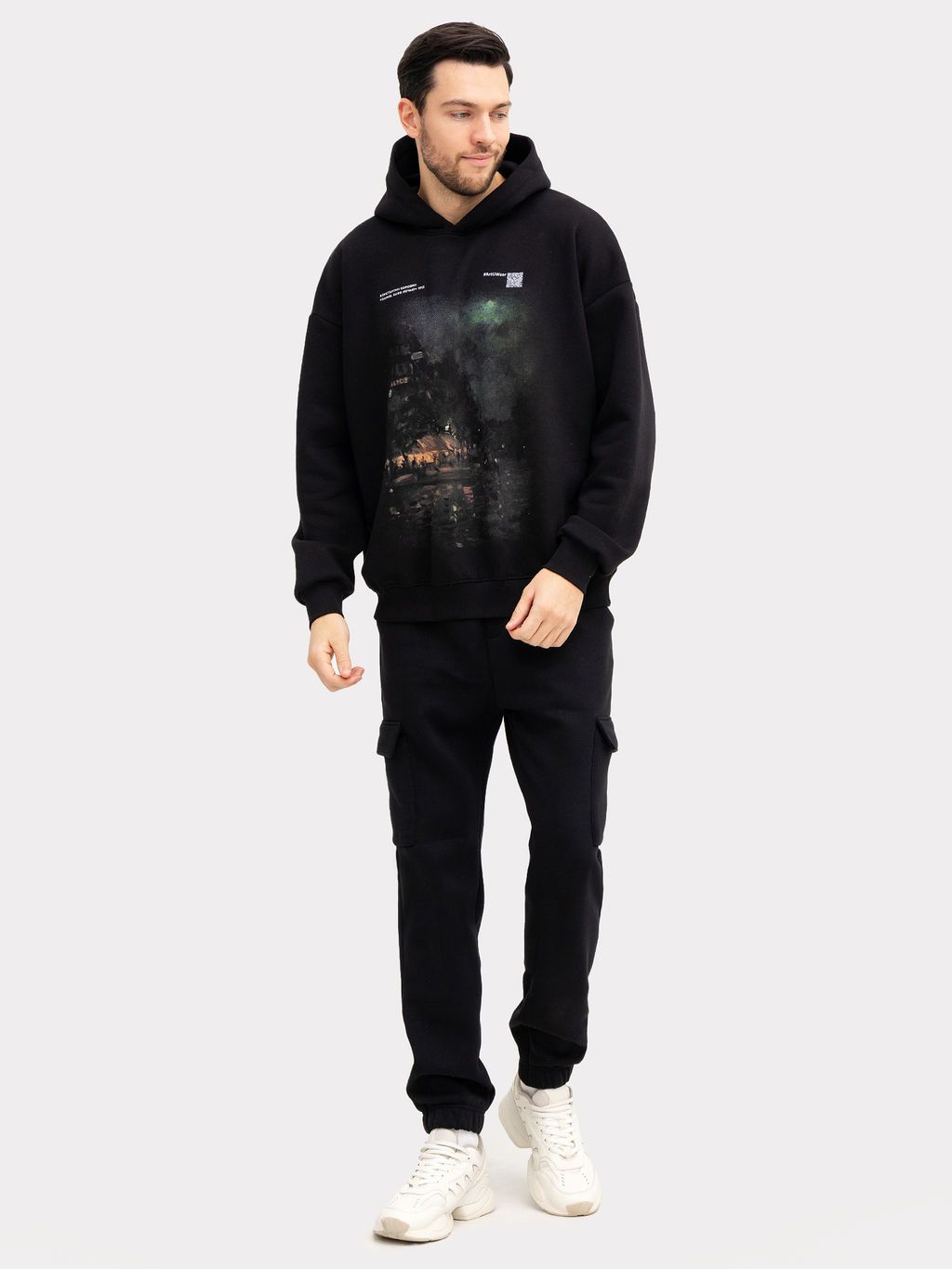 Анорак мужской в черном цвете с принтом в виде картины черный +печать 121816 - Mark formelle фото 11