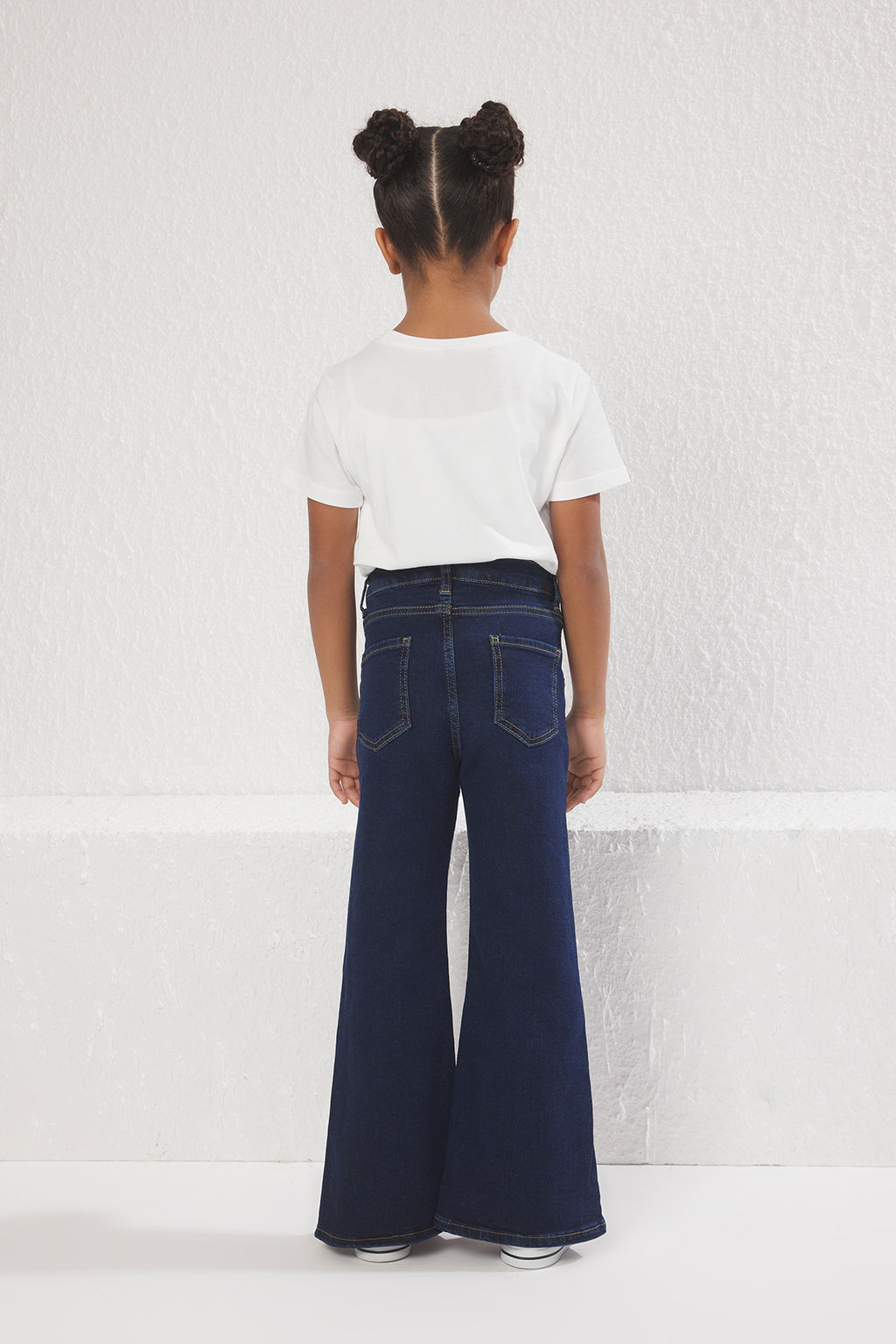 Ac?k Mavi K?z Cocuk Genis Paca/Flare Lastikli Denim Jeans TKDSS25JE00003 - Trendyolmilla фото 8