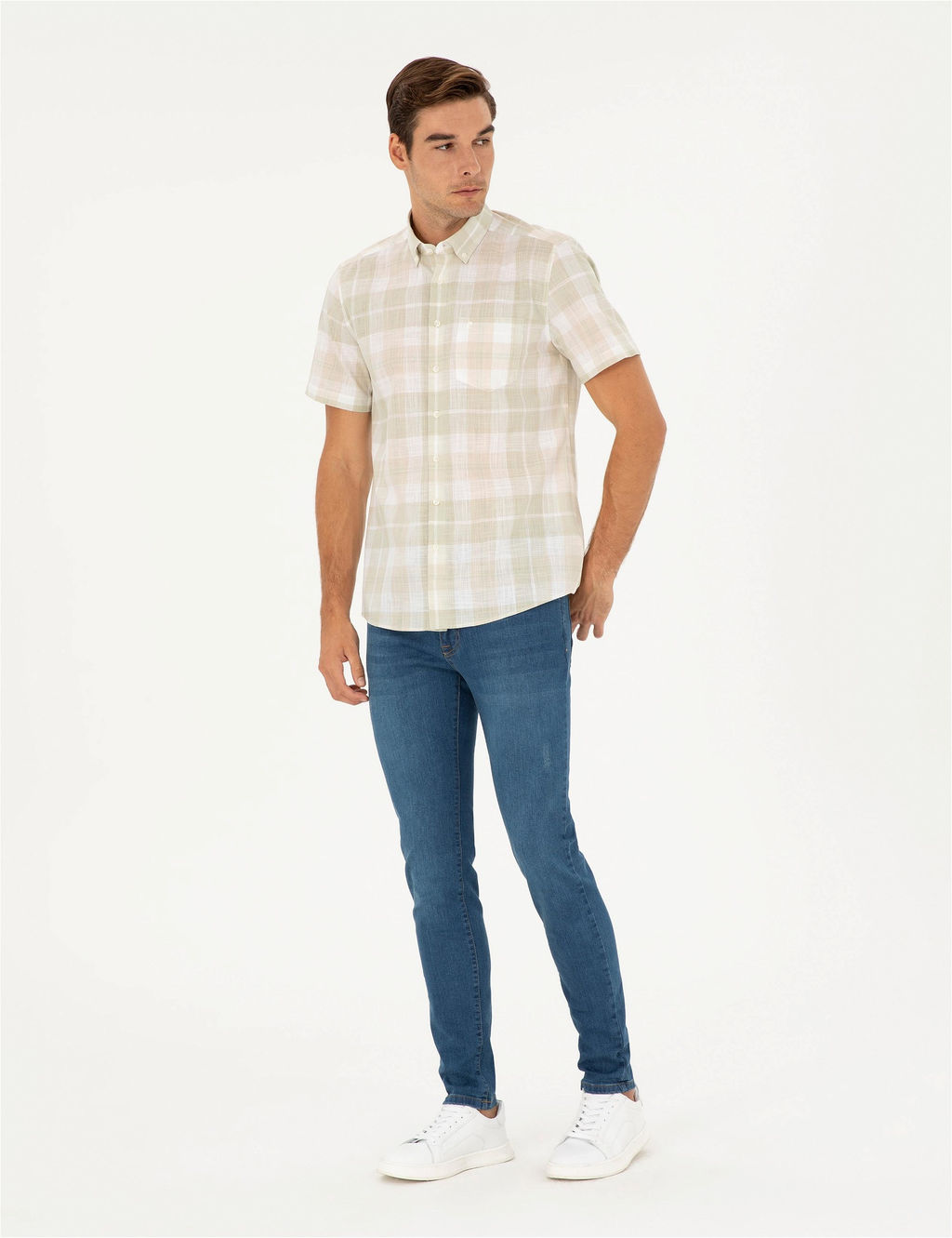 Haki Regular Fit K_sa Kollu G_mlek