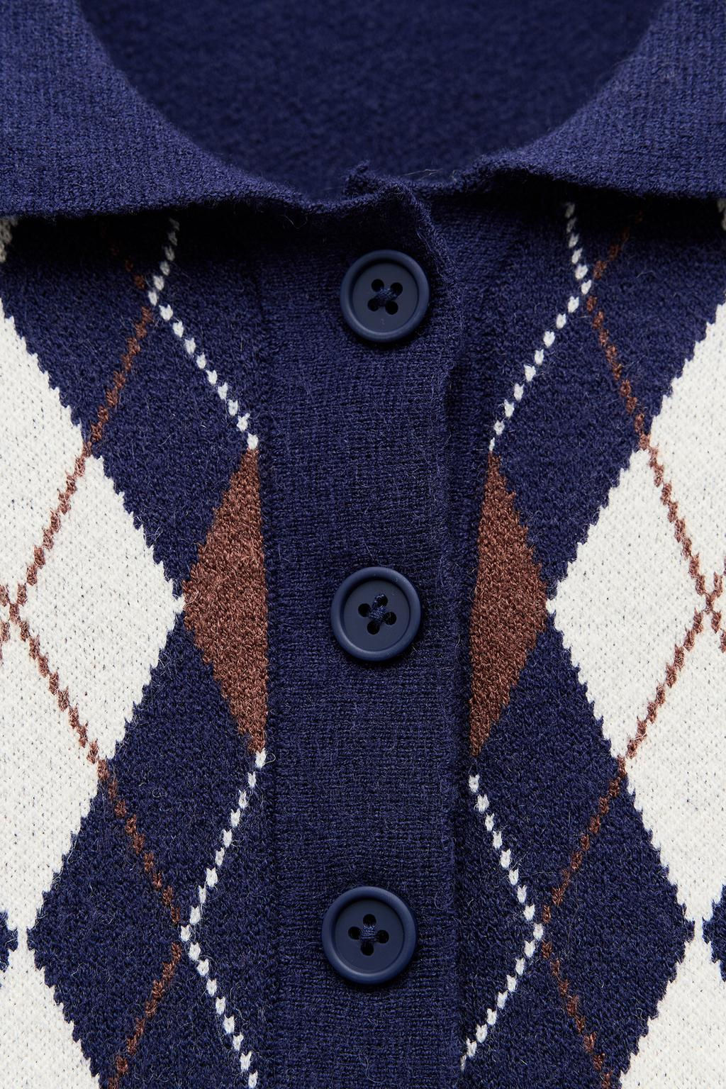 ARGYLE JACQUARD POLO SWEATER - Zara фото 9