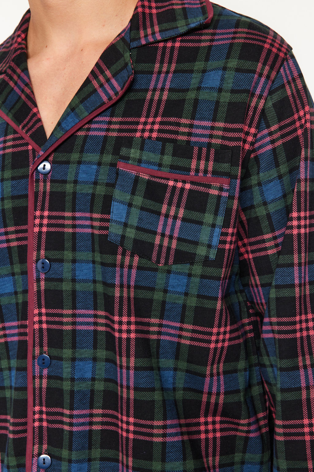 TRENDYOL MAN Lacivert Regular Fit Ekose Orme %100 Pamuk Pijama Tak?m? TMNAW24PT00026 - Trendyolmilla фото 3