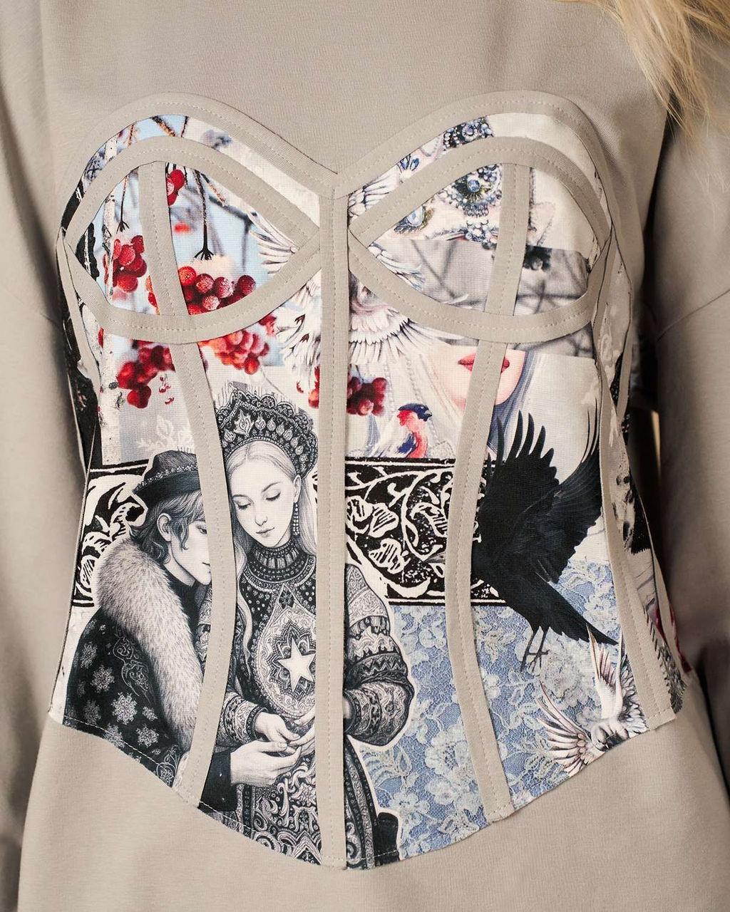 Свитшот с принтованным корсетом 95% хлопок, 5% лайкра - Sahar art lab фото 2