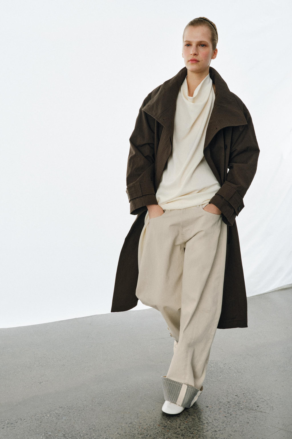 ZW COLLECTION OVERSIZE CHECK TRENCH COAT - Zara фото 14