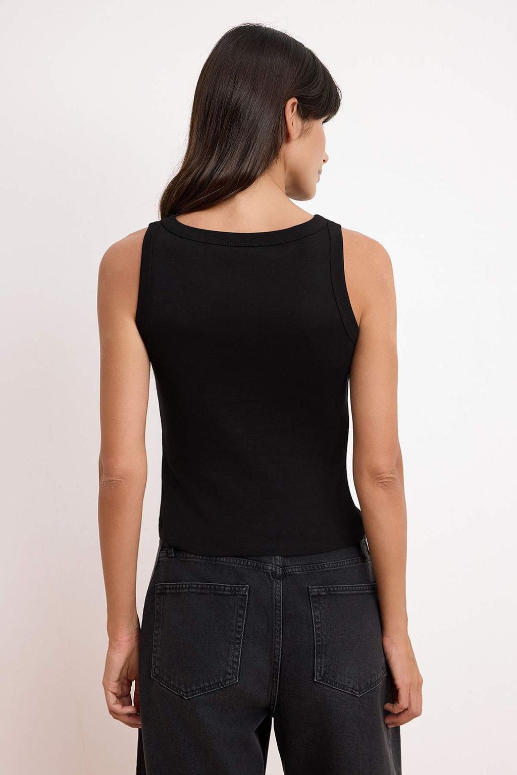 Wardrobe Essentials-Siyah Fitted/Vucuda Oturan Kolsuz Pamuk Ribana Orme Atlet TWOSS26AL00043 - Trendyolmilla фото 8