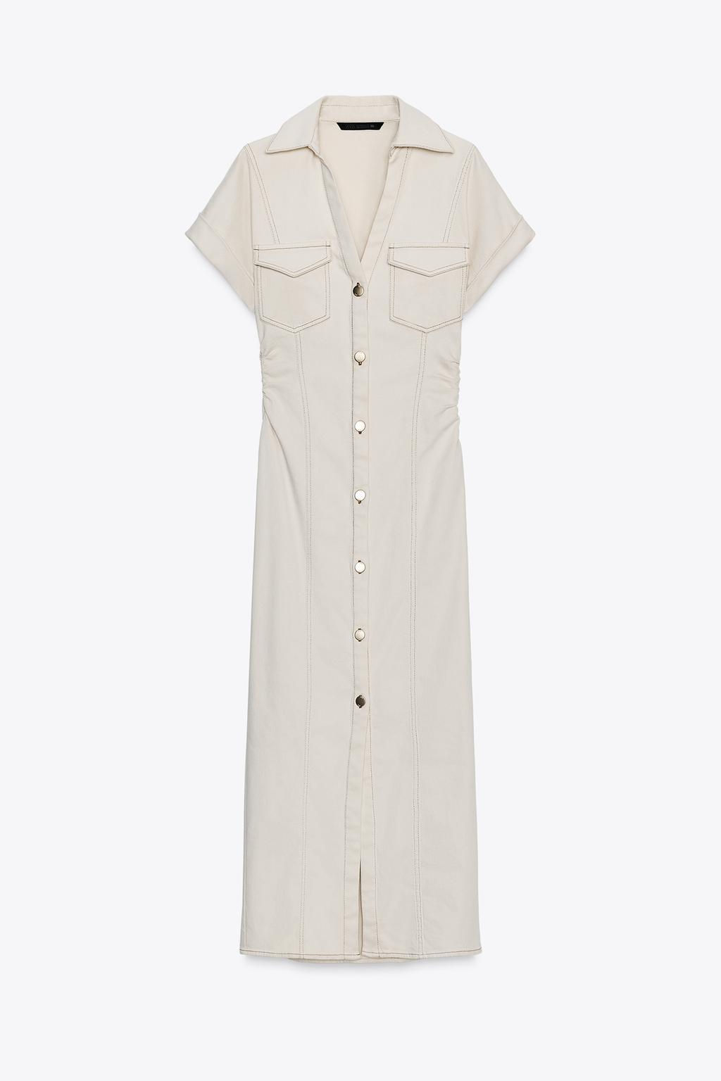 MIDI DRESS WITH GATHERED WAIST - Zara фото 7