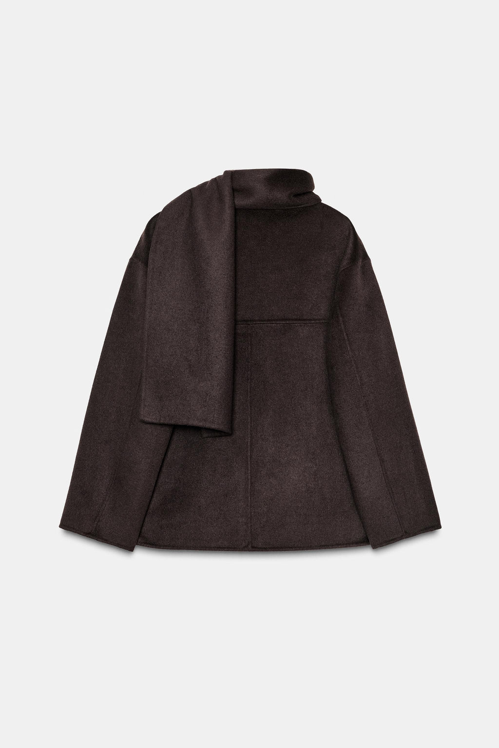 SHORT WOOL COAT WITH SCARF - Zara фото 10