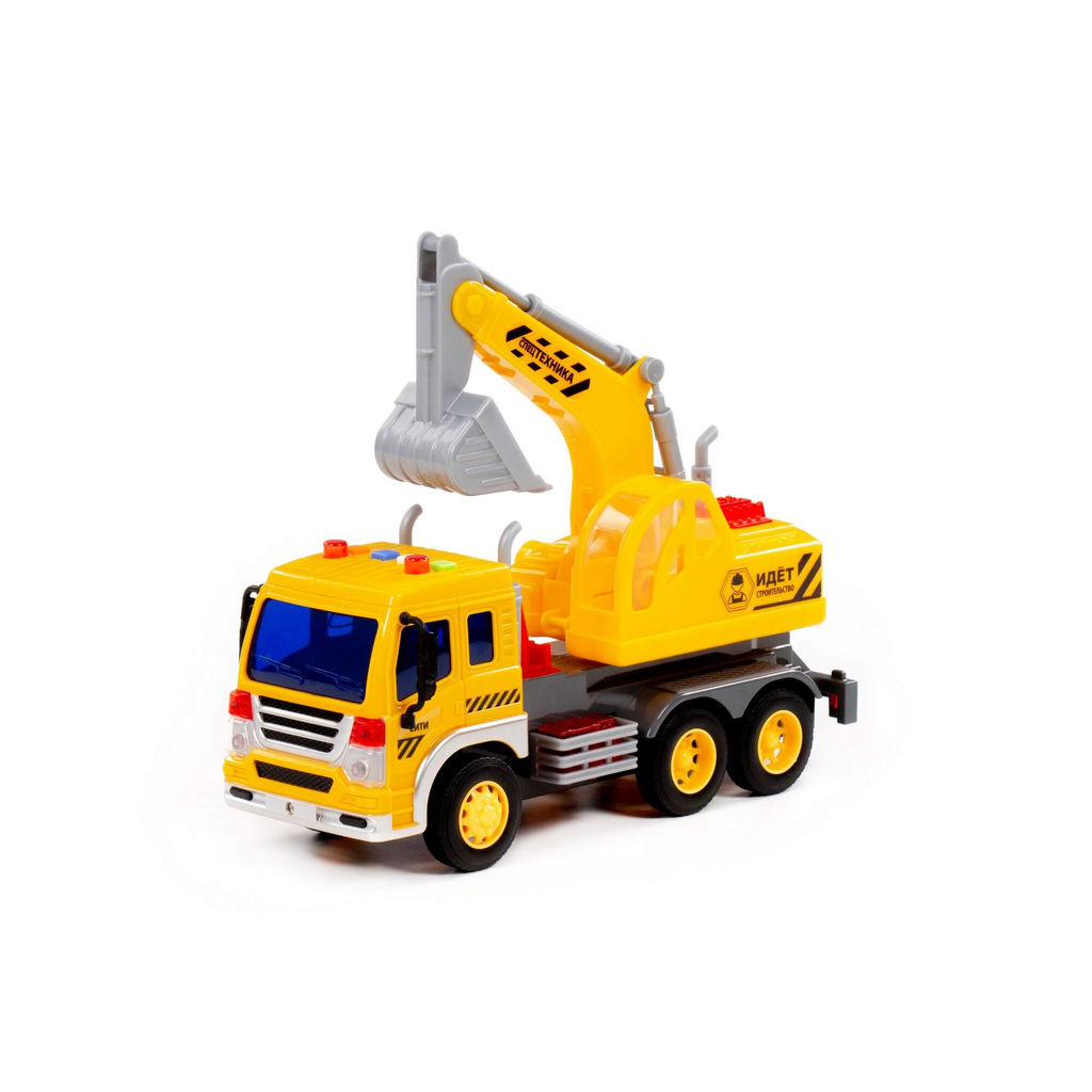 Сити, автомобиль-экскаватор инерционный (со светом и звуком) (жёлтый) (в коробке) - Полесье фото 2