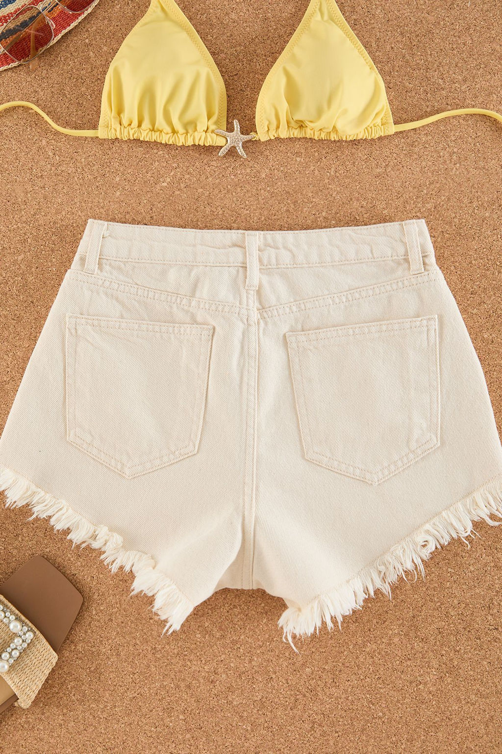 TRENDYOLMILLA Bej Nak?sl? Denim Plaj Sort TBESS22SR0392  фото 9