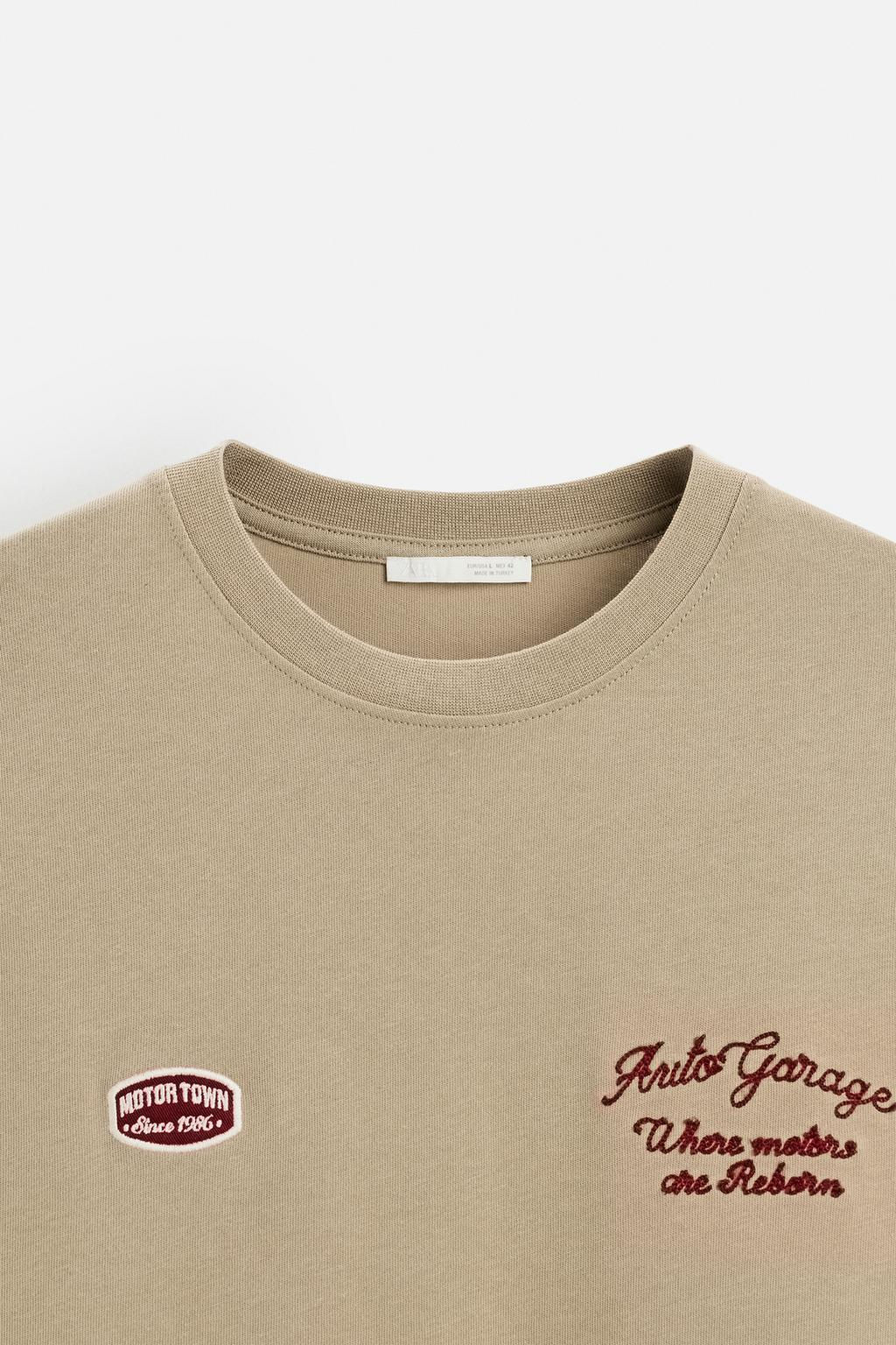 T-SHIRT WITH CONTRAST EMBROIDERY - Zara фото 8