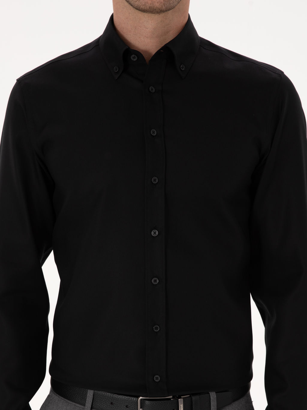 Siyah Slim Fit Uzun Kollu Basic G_mlek - Cacharel фото 6