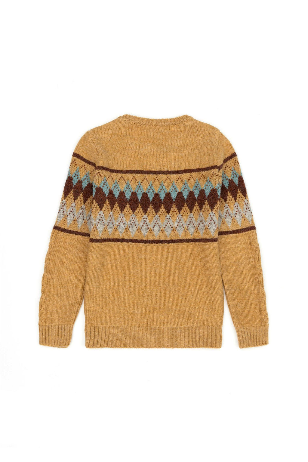 U. S. Polo Assn Трикотажный свитер песочного меланжевого цвета с круглым вырезом для мальчика - U.s. polo assn фото 2