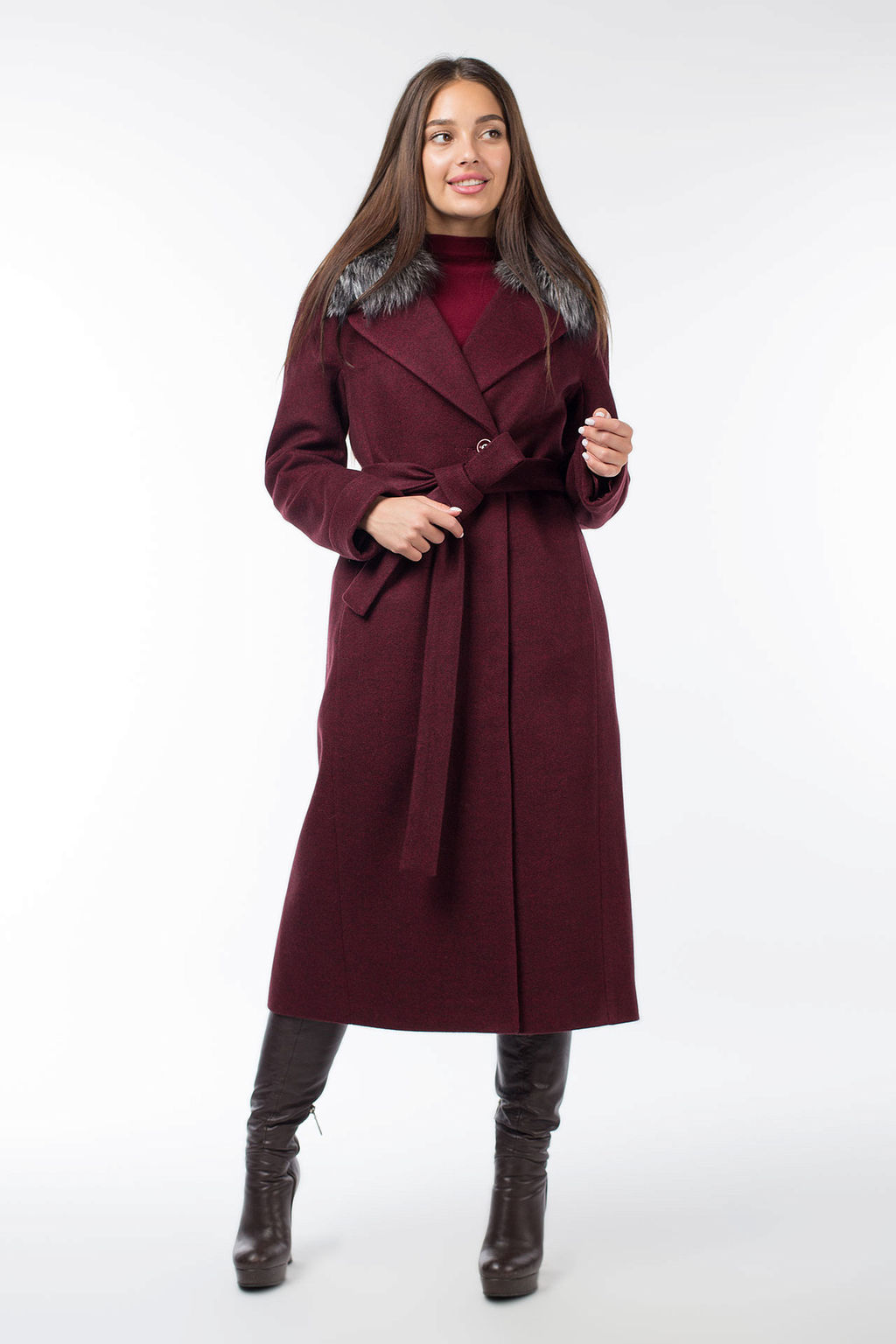 Пальто женское утепленное (пояс) - El podio фото 2