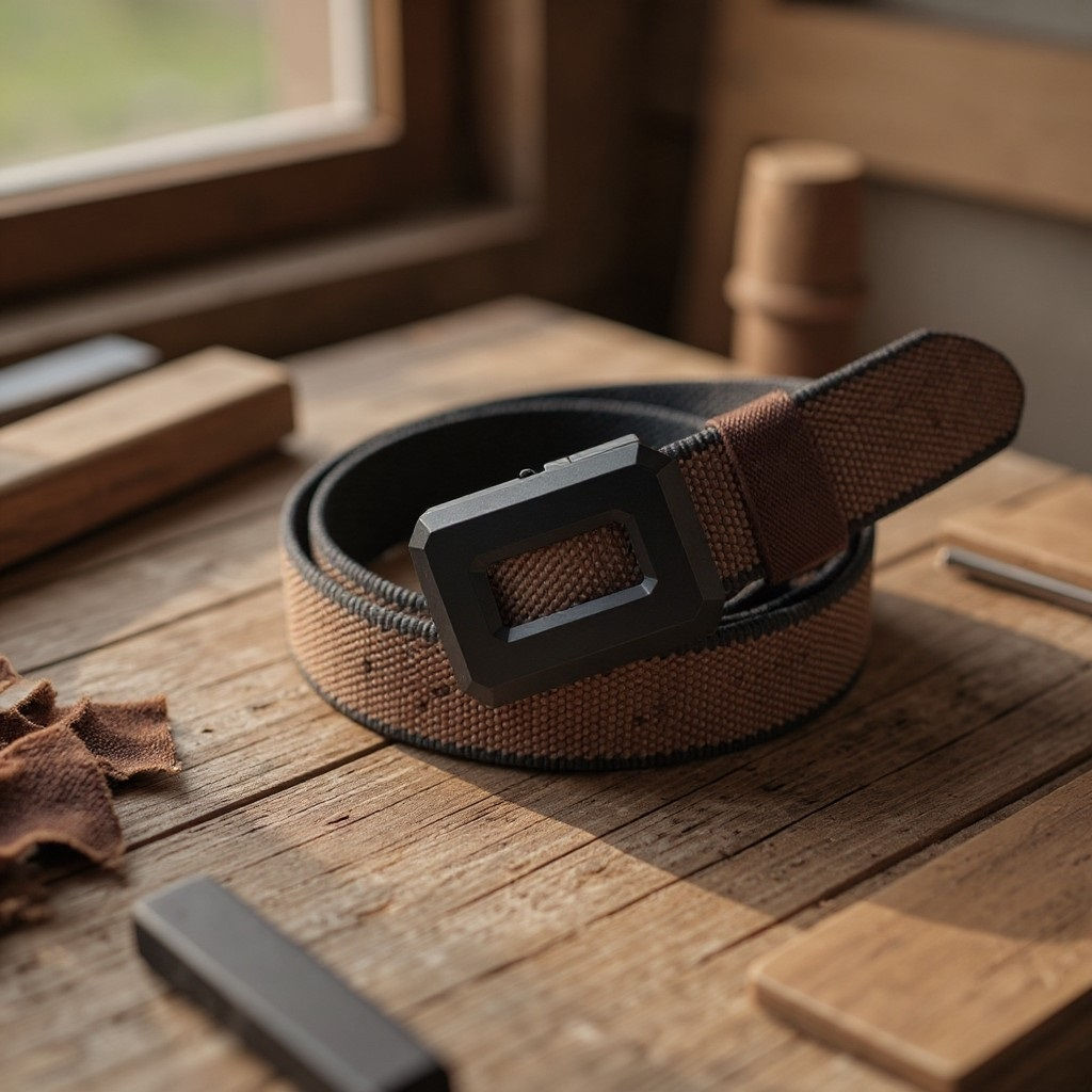 Мужской текстильный ремень, двусторонний, цвет шоколад/черный - Greta фото 2