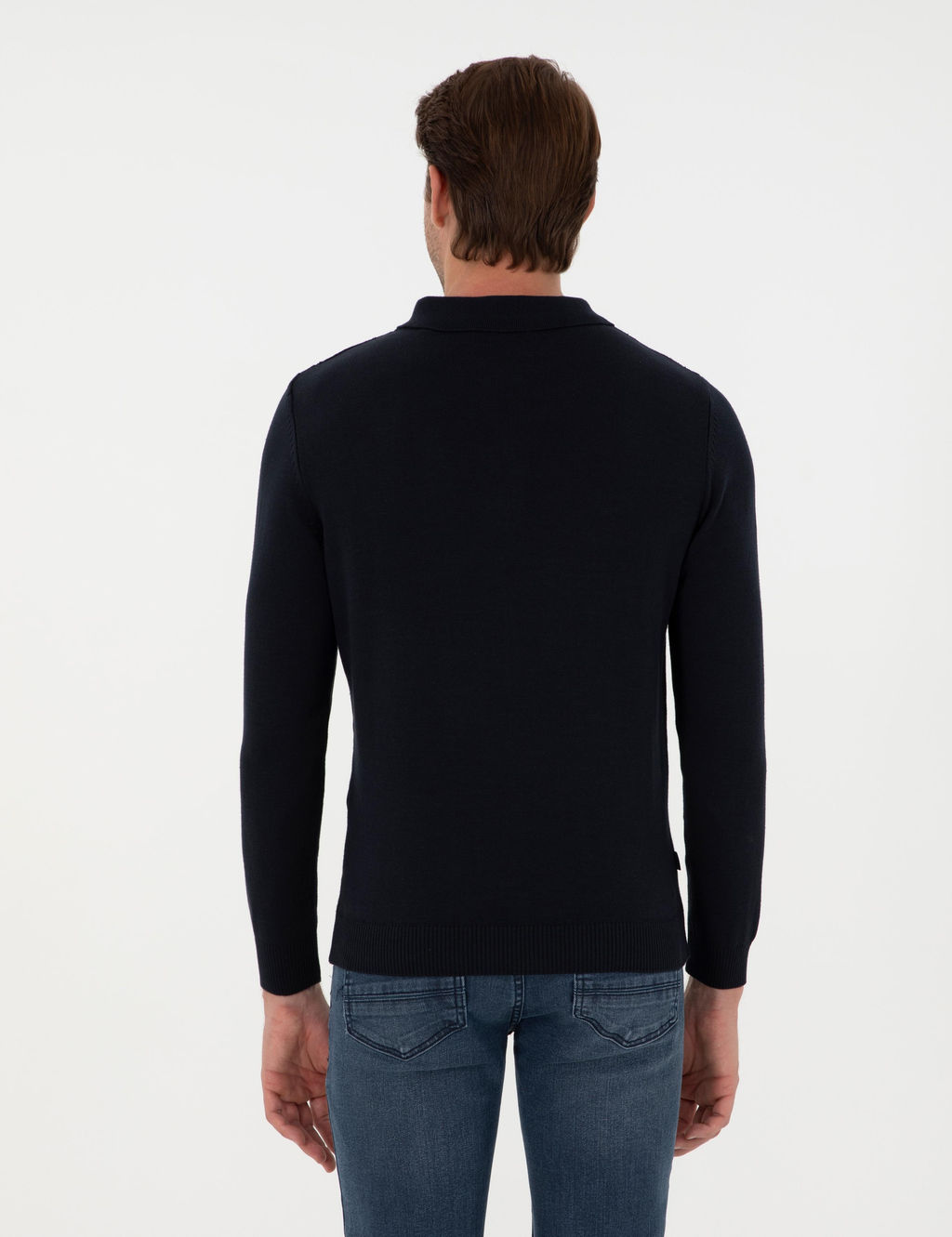Lacivert Slim Fit Fermuarl_ Polo Yaka Triko Kazak - Pierre cardin фото 5