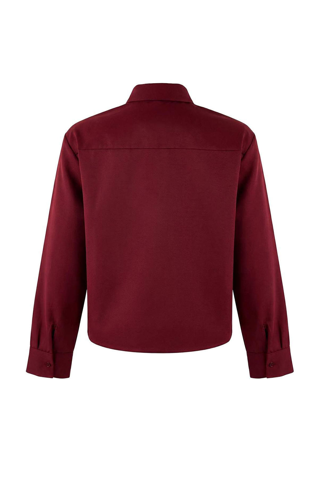 Bordo Ekoseli Fular Detayl? Gabardin Gomlek TWOSS26GO00014 - Trendyolmilla фото 4