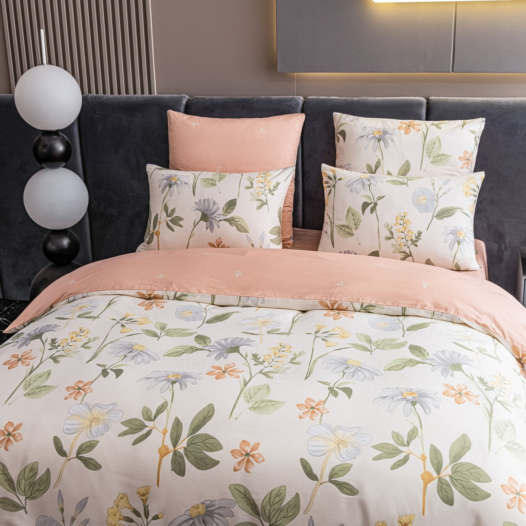 Комплект постельного белья Люкс Сатин 100% хлопок A353 Евро 4 Наволочки