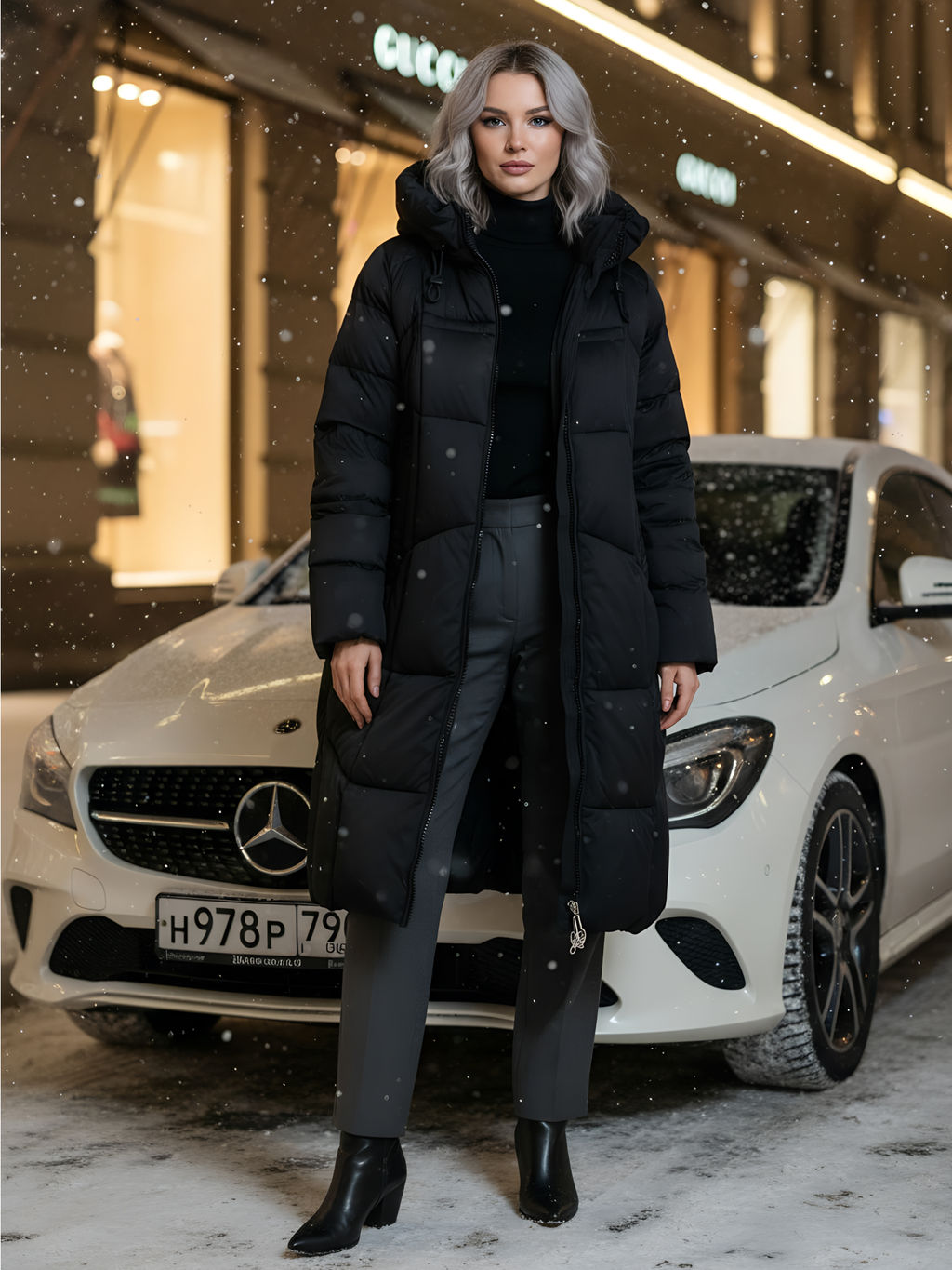 Пальто зимнее Visdeer 7702Ch женское утепленное 240 г/м² черное  фото 21