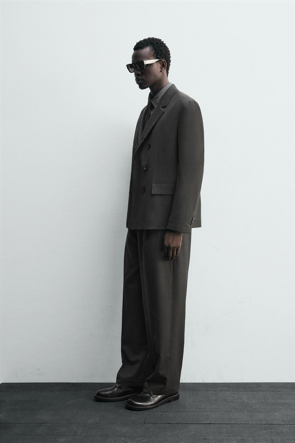 DOUBLE-BREASTED WOOL BLEND SUIT BLAZER - Zara фото 4