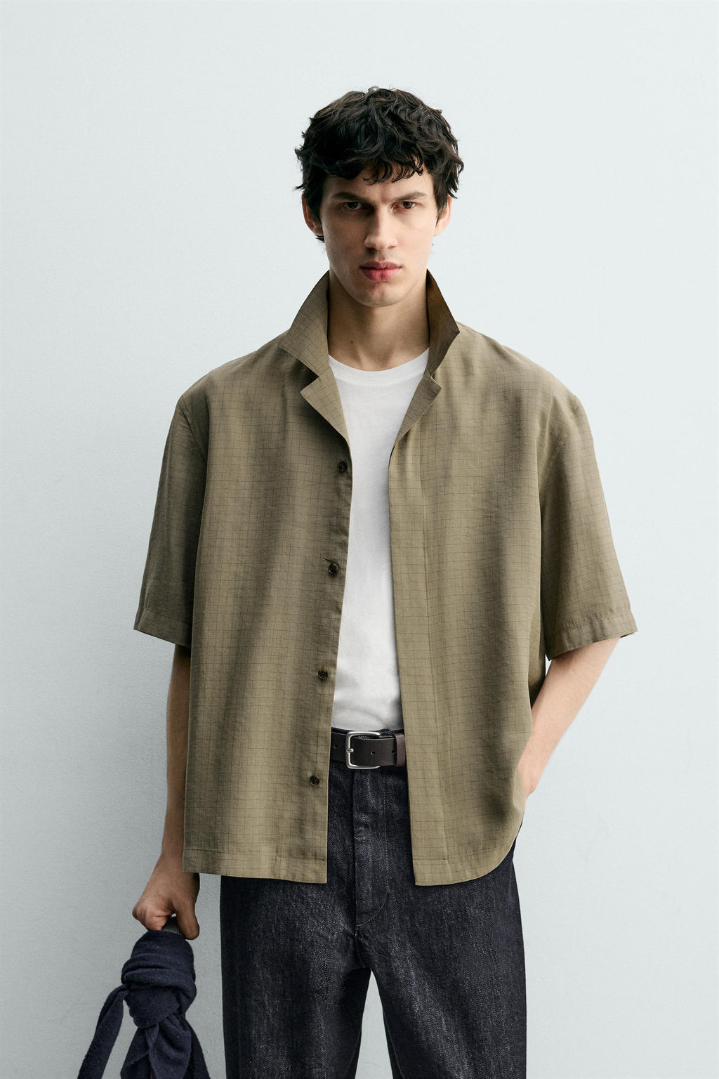 CAMISA FLUIDA CUADROS / Khaki