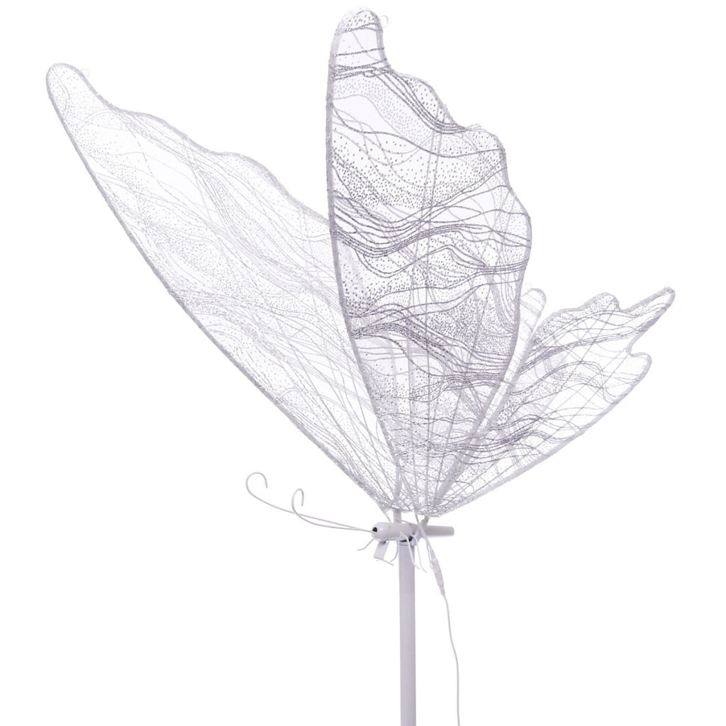 Фигура светодиодная "Волшебная Бабочка" на стойке h-2,08м, длина крыла 100 см, без движения,220v,Белый