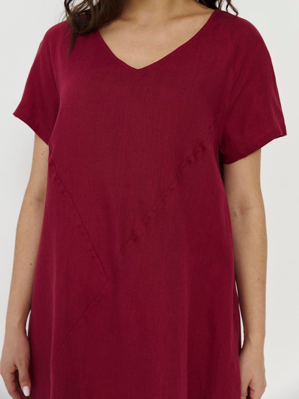 из 100% льна премиального качества. Платье Венеция бордовое - Vals фото 4
