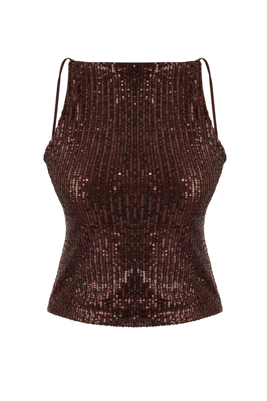 Kahverengi S?rt Detayl? Par?lt?l? Payet Orme Bluz TPRSS25BZ00036