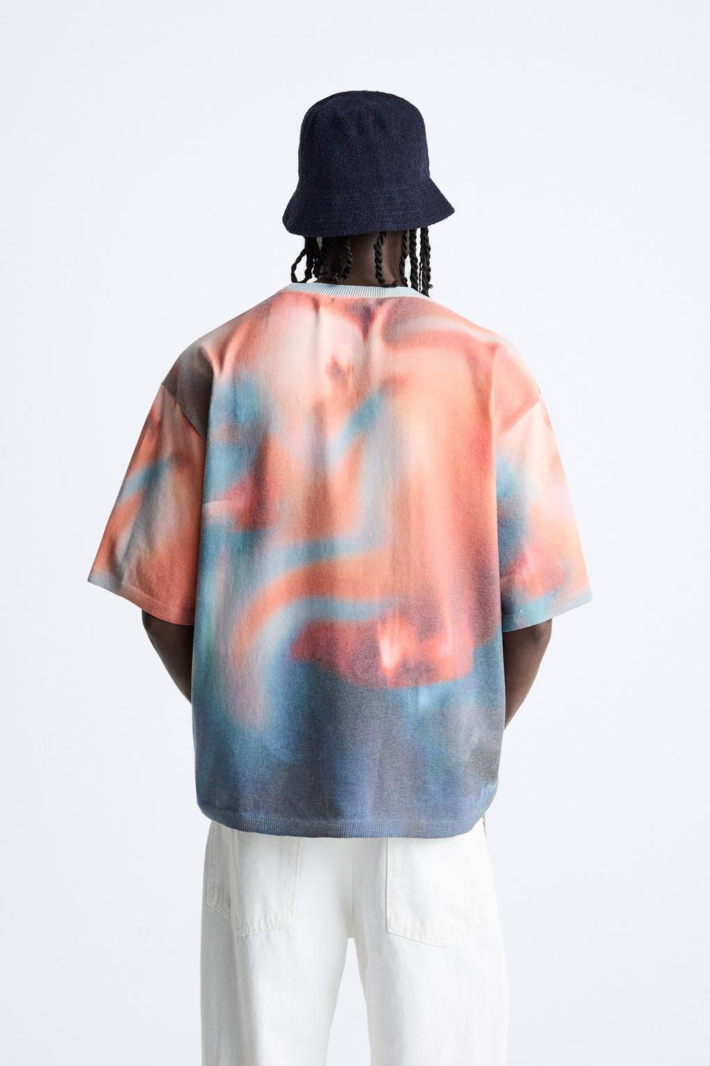 KNIT T-SHIRT WITH ABSTRACT PRINT - Zara фото 3