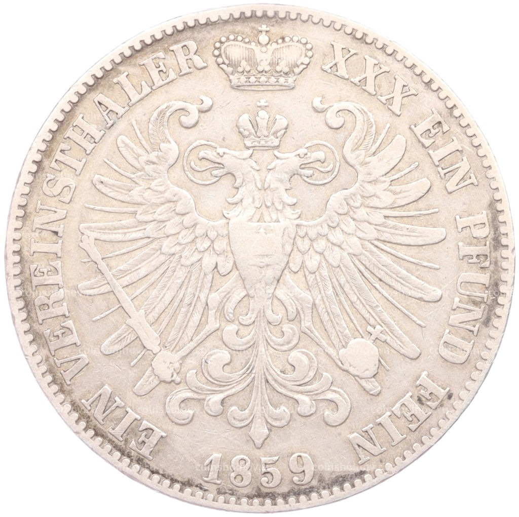 1 талер 1859 года A Шварцбург-Зондерсгаузен