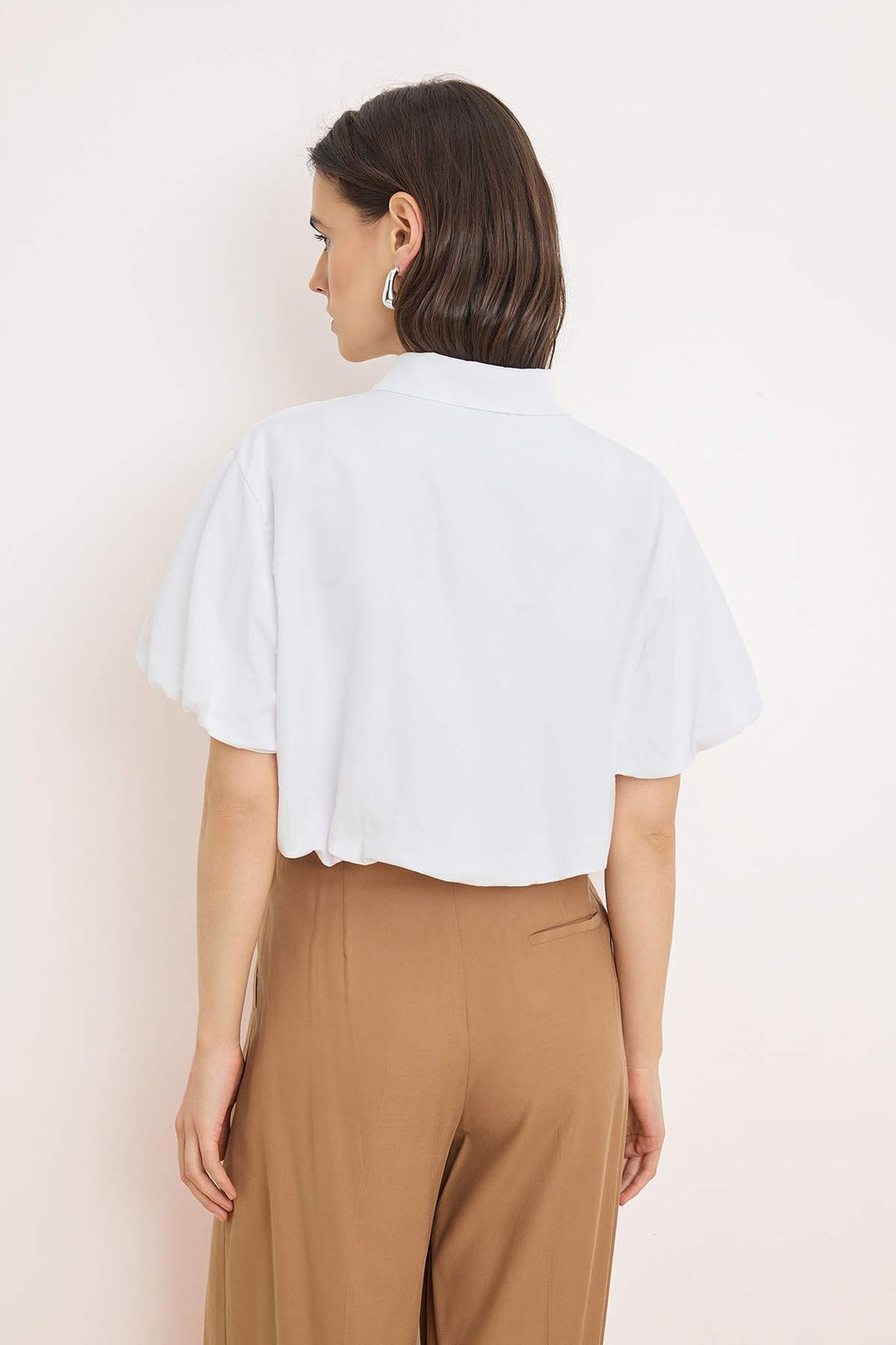 Beyaz Fermuarl? Balon Kollu Ince Mevsimlik Ceket TWOSS26CE00028