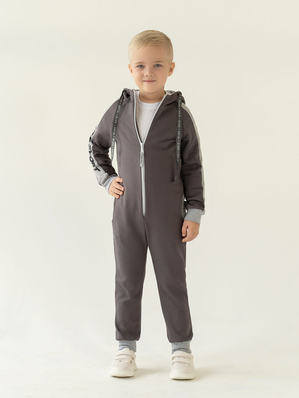 Комбинезон детский с капюшоном серый актив спорт