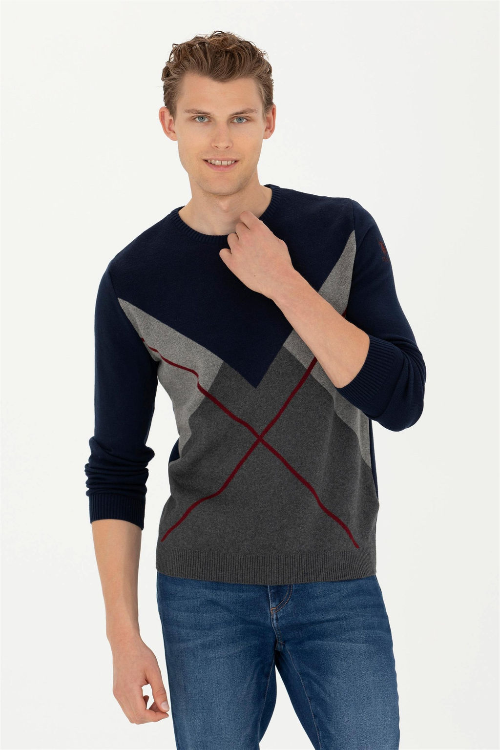 U. S. Polo Assn / Мужской темно-синий свитер - U.s. polo assn фото 10