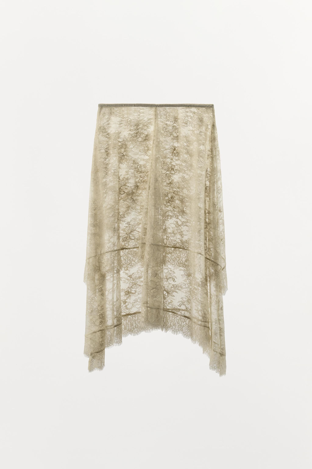 FALDA MIDI ENCAJE ASIM?TRICA / Crudo - Zara фото 9