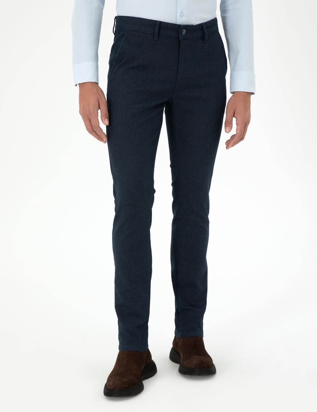 Lacivert Slim Fit Kanvas Pantolon