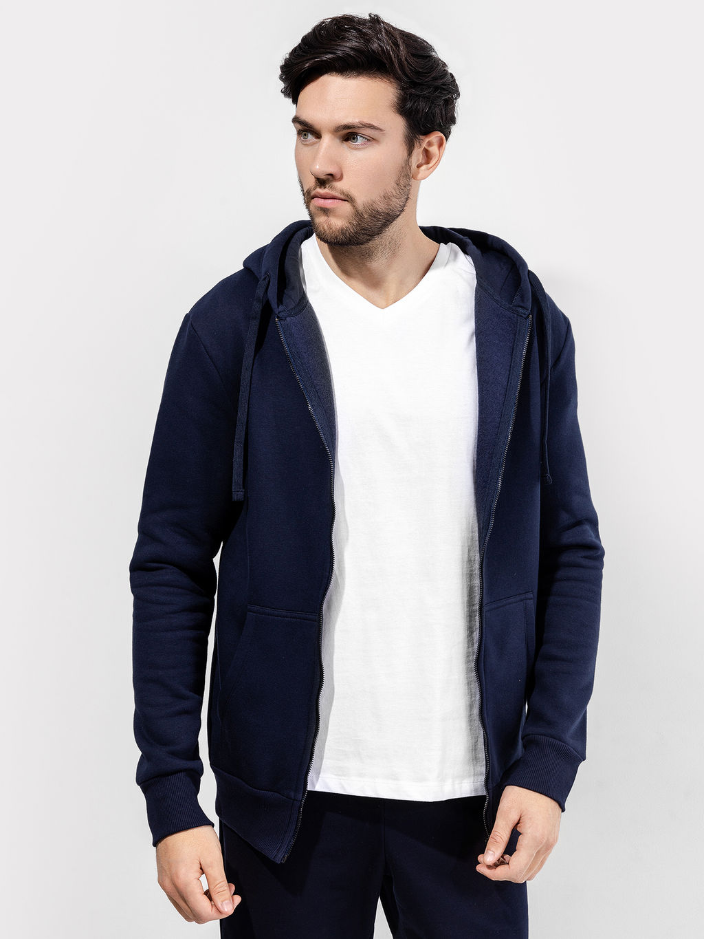 Спортивный жакет на молнии в синем цвете темно -синий 121139