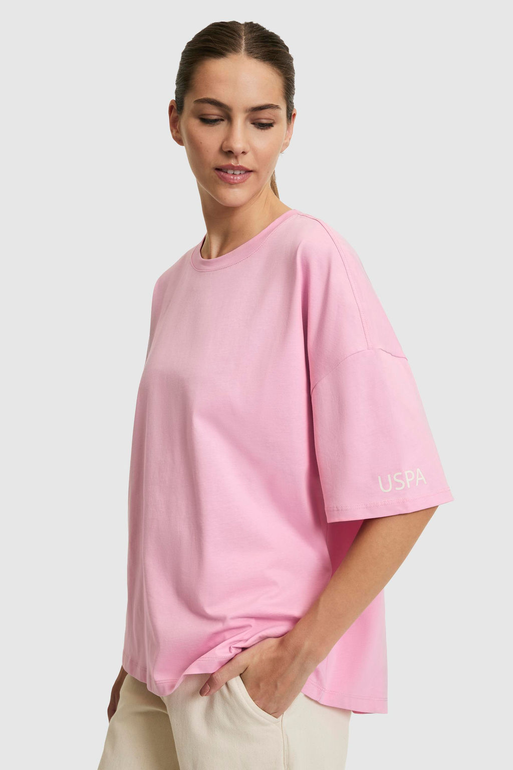Kad_n Pembe Bisiklet Yaka Ti__rt