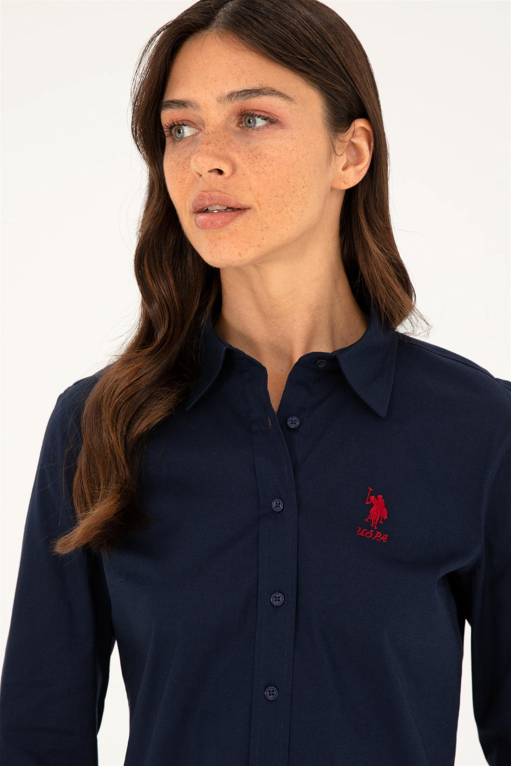 U. S. Polo Assn / Женская базовая рубашка темно-синего цвета с длинным рукавом - U.s. polo assn фото 2