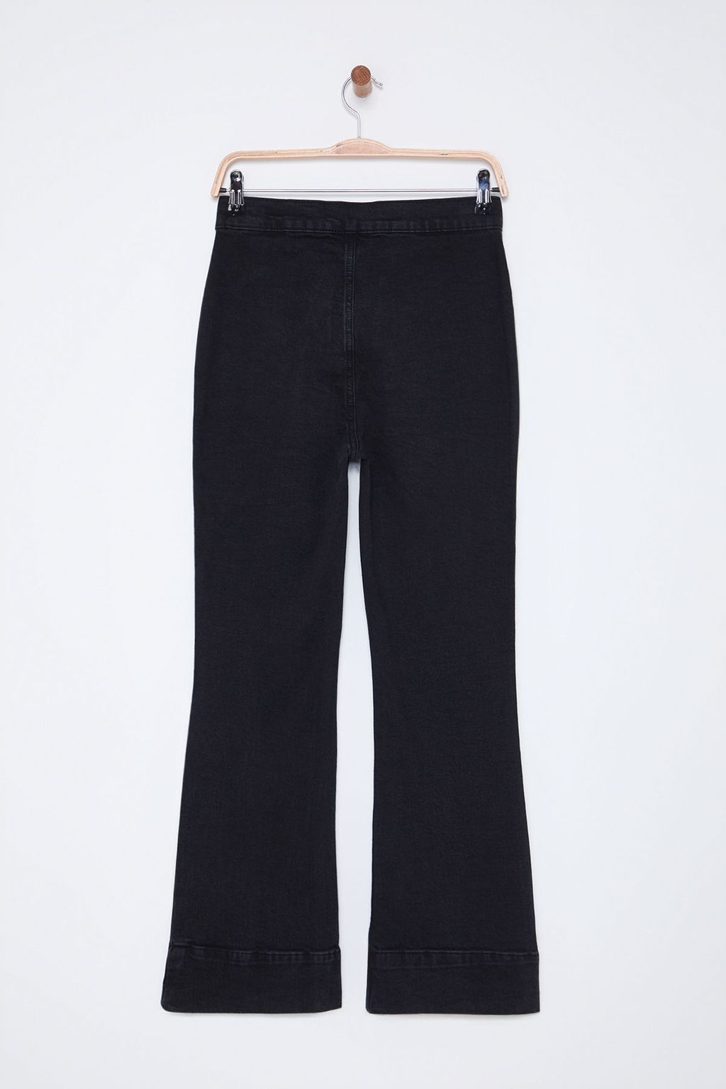 Siyah Kusgozu Baglama Detayl? Yuksek Bel Flare Jeans TWOSS25JE00005 - Trendyolmilla фото 9