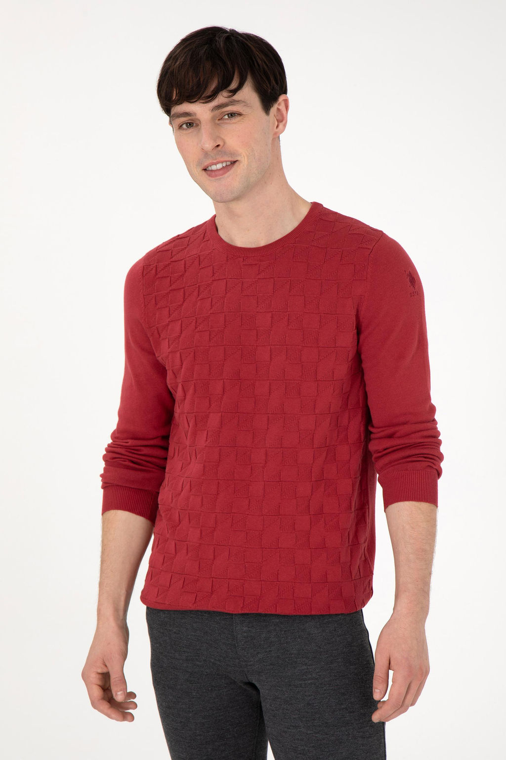 Erkek Slim Fit Bisiklet Yaka Vi_ne Basic Kazak - U.s. polo assn фото 3