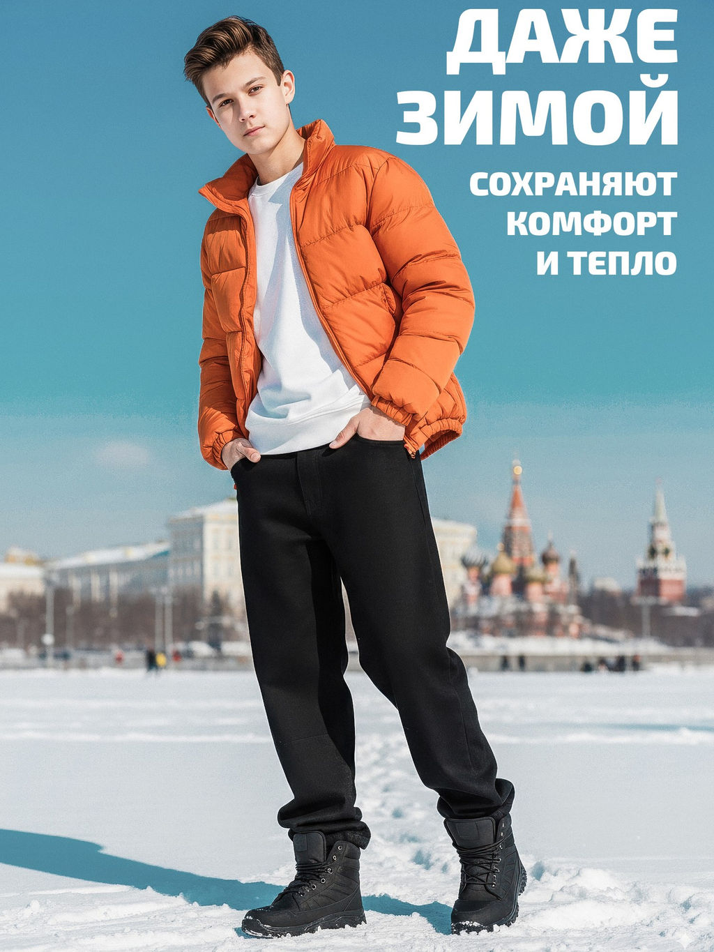Джинсы-багги утеплённые для мальчиков СИНИЙ МИР WMF5515JA-F63